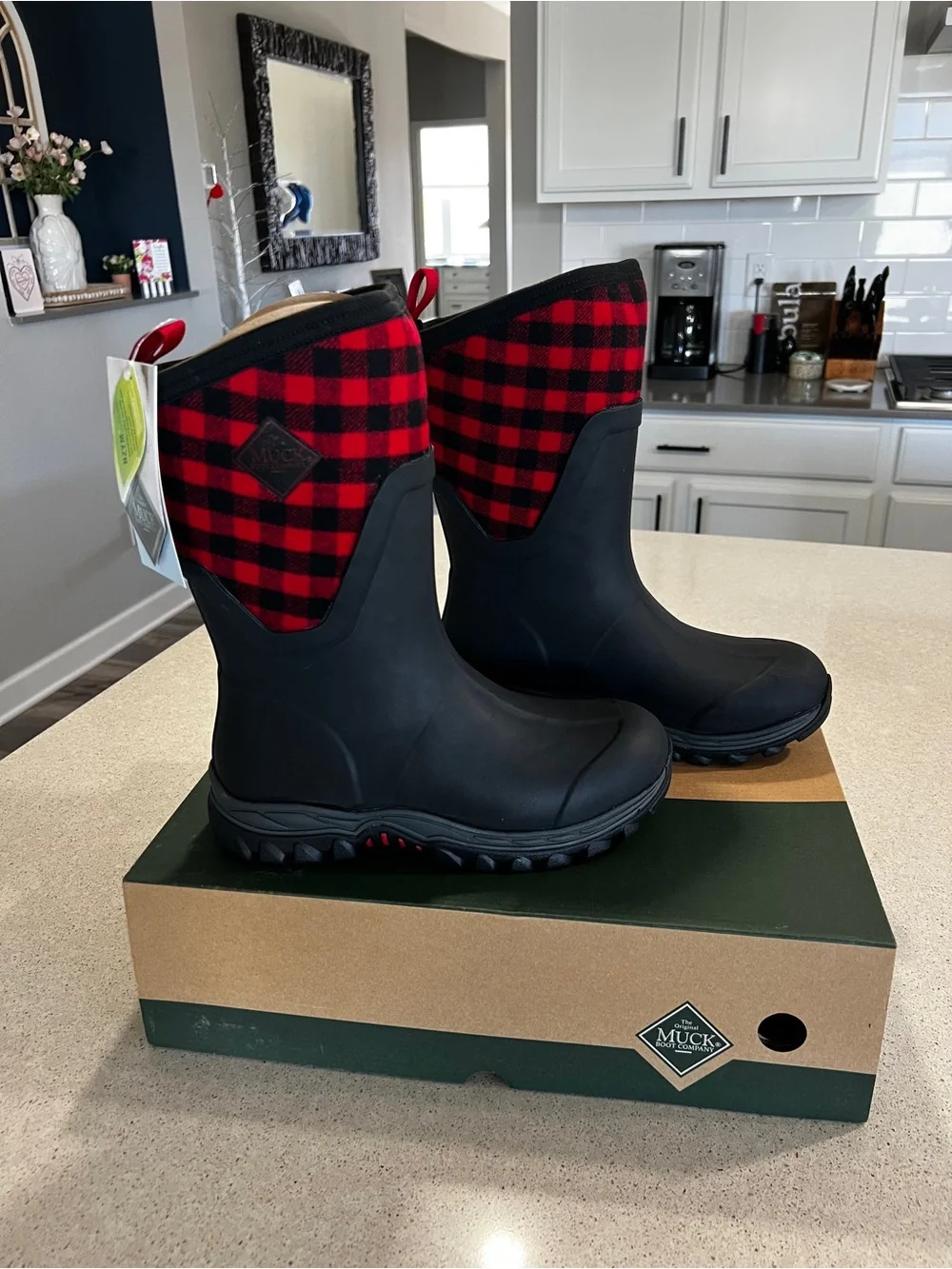 Muck Boot Company Women's Black & Red Plaid Winter Rain Boots